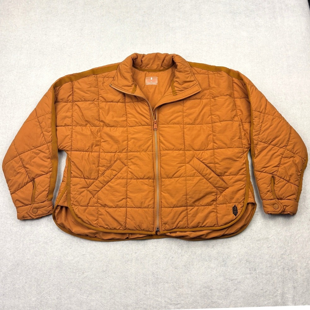 Free People FP Movement Small Orange Pippa Packable Puffer Jacket OB1053648 S